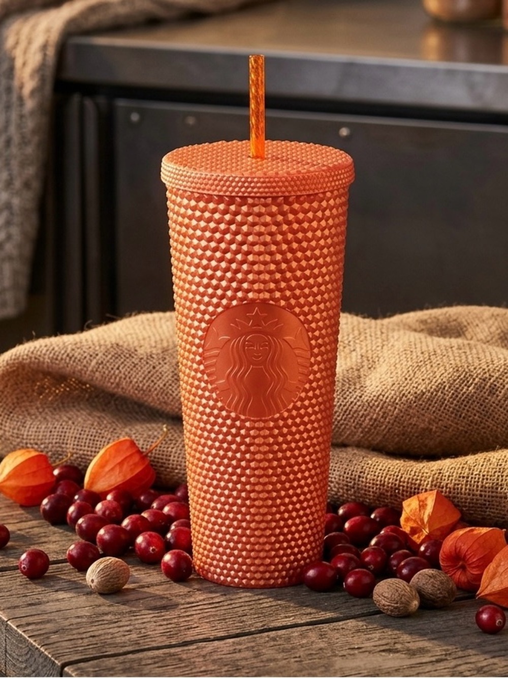 Starbucks Fall Orange Pearl Halloween Studded Large 24oz Venti Tumbler